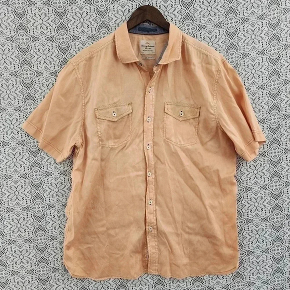Tommy Bahama Other - Tommy Bahama Island Morden Fit Button Up Short Sleeve Men's Shirt  XL Orange